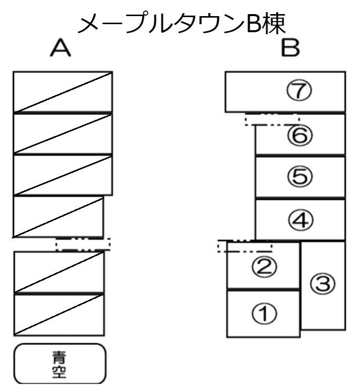 メープルタウンB棟の駐車配置図