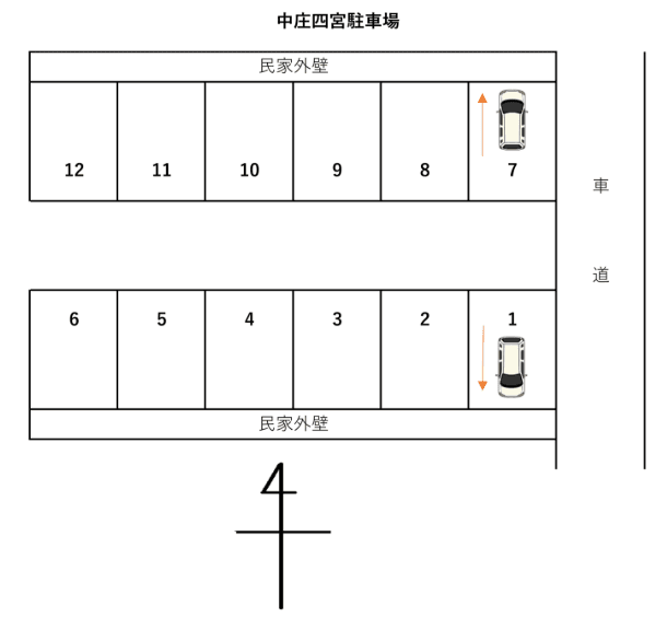 中庄四宮駐車場の駐車配置図