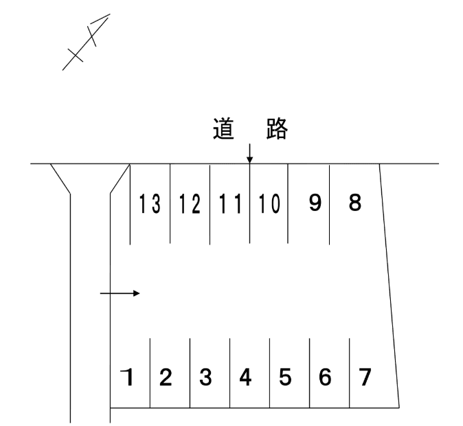 豊田市山之手9丁目貸駐車場の駐車配置図