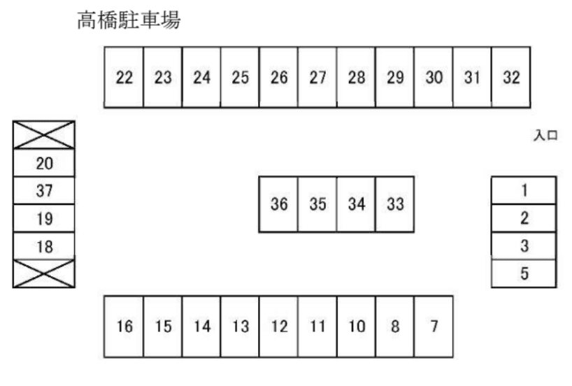 高橋駐車場の駐車配置図