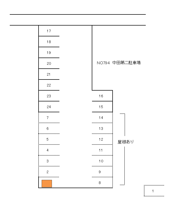 中田駐車場の駐車配置図