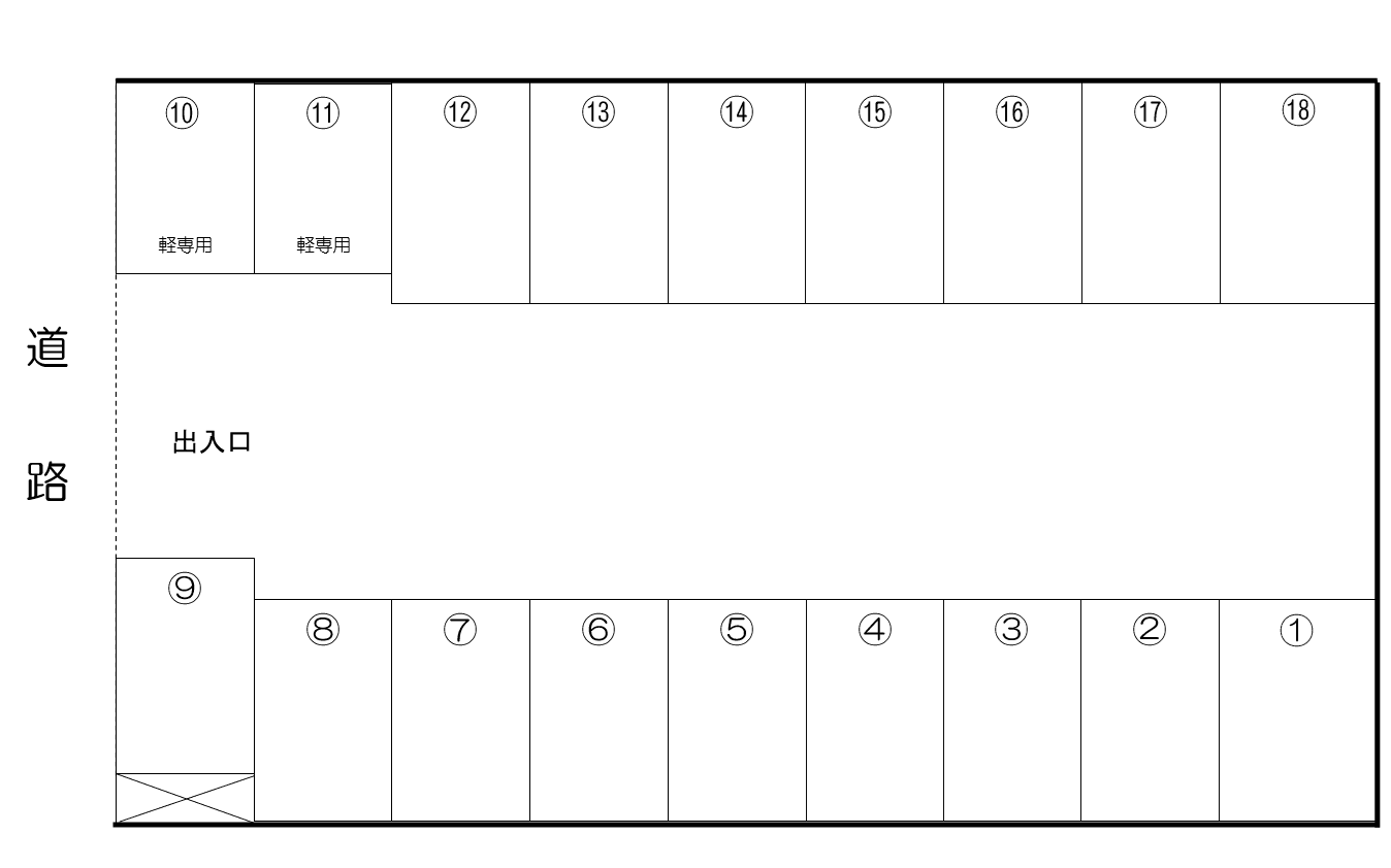 湖東駐車場の駐車配置図
