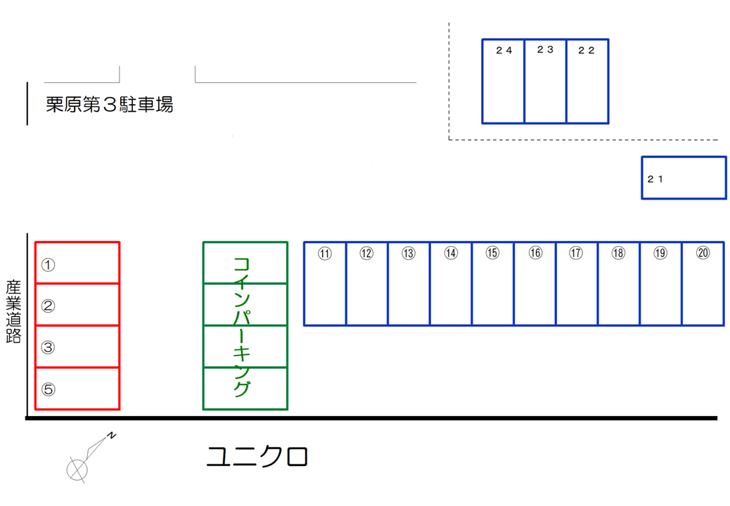 栗原第３駐車場の駐車配置図