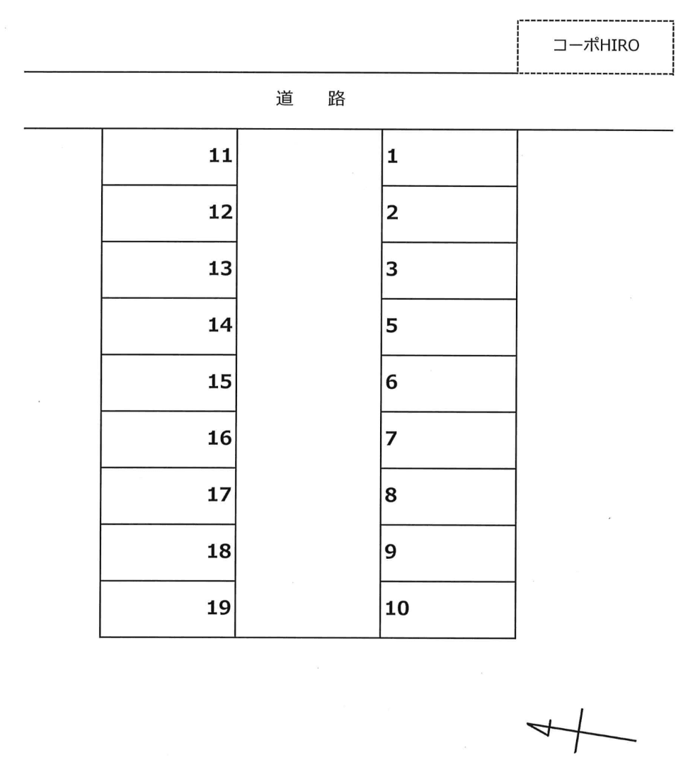 東本町　花本駐車場の駐車配置図