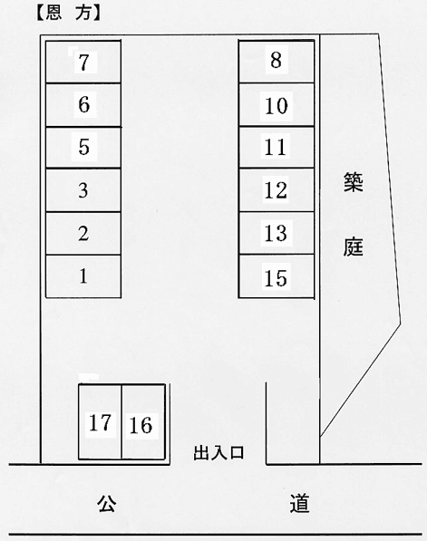 恩方駐車場の駐車配置図