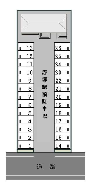 赤塚駅前駐車場の駐車配置図
