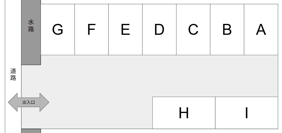 関口ガレージの駐車配置図