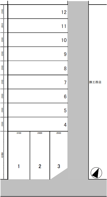 神岳一丁目駐車場の駐車配置図
