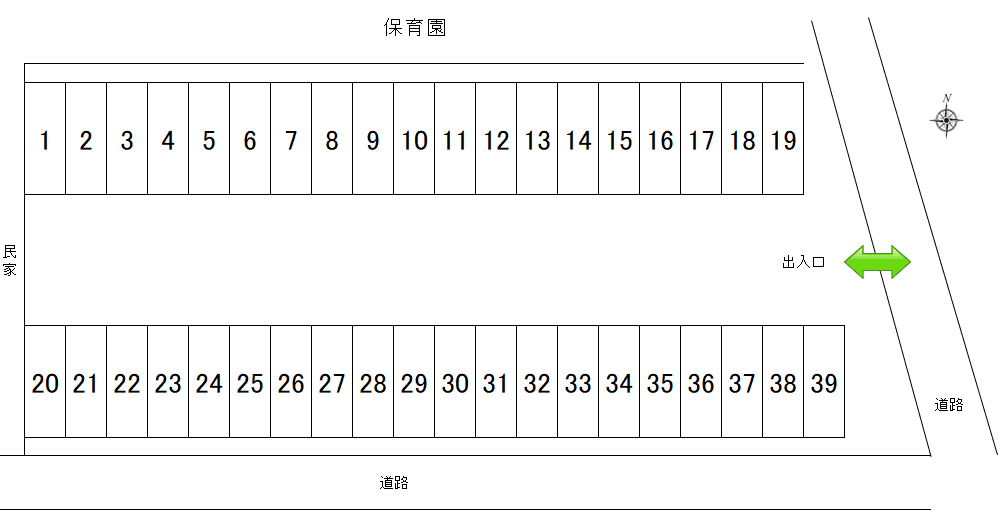 鹿野三丁目パーキングの駐車配置図