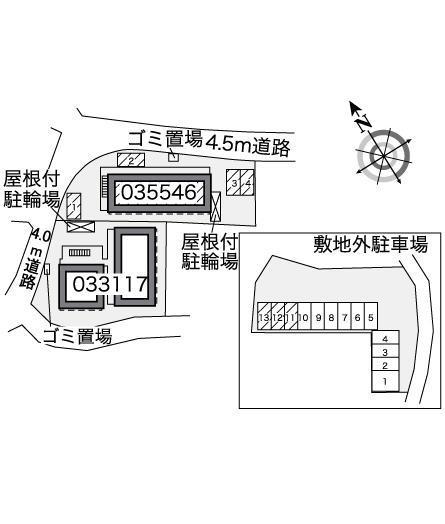 イラブルヒルズ(35546)　敷地外駐車場の駐車配置図