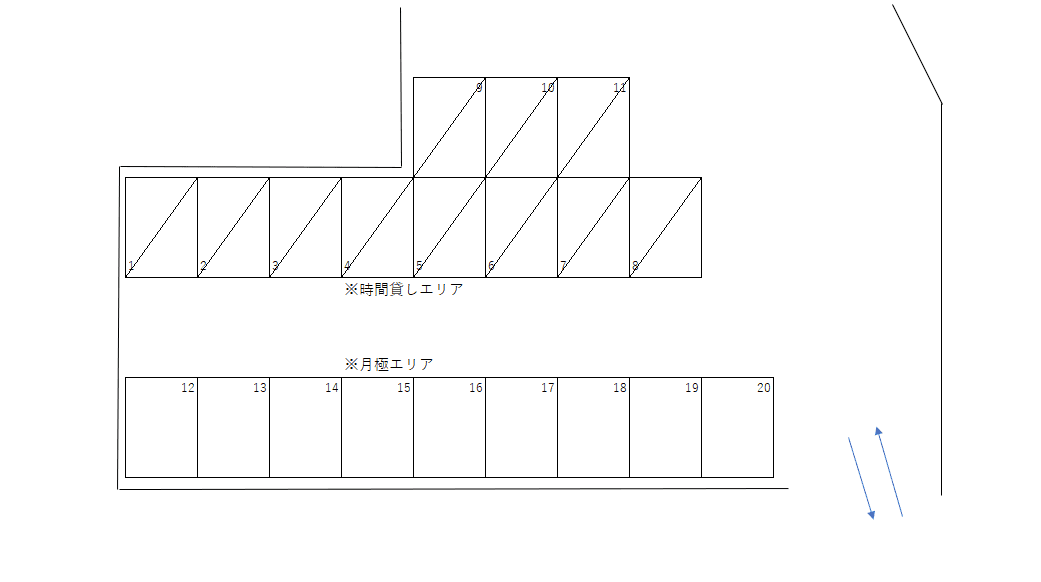 鴨居３丁目PKの駐車配置図