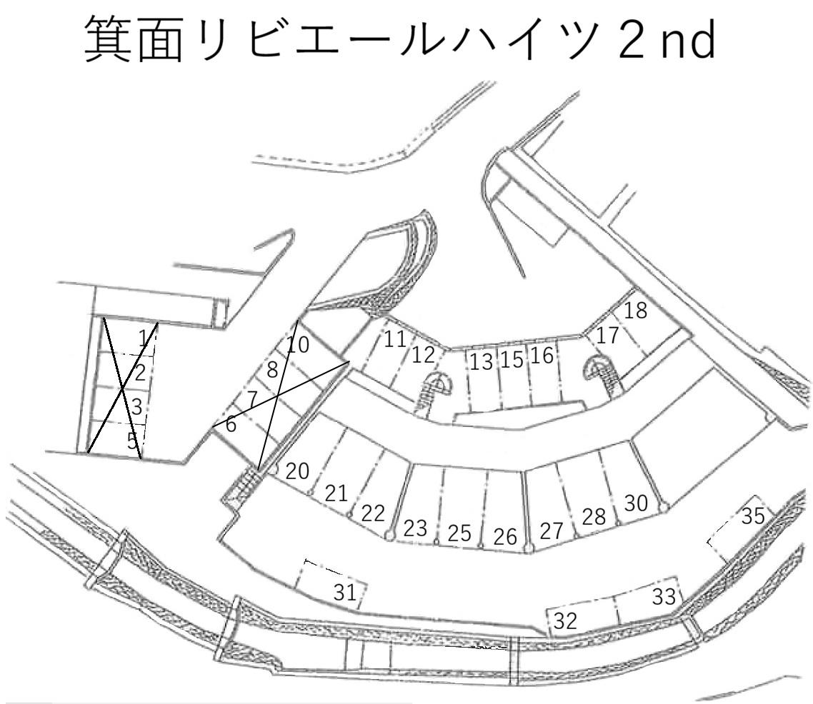 箕面リビエールハイツ２ndの駐車配置図