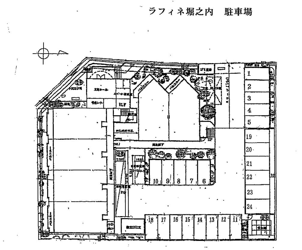 ラフィネ堀之内の駐車配置図