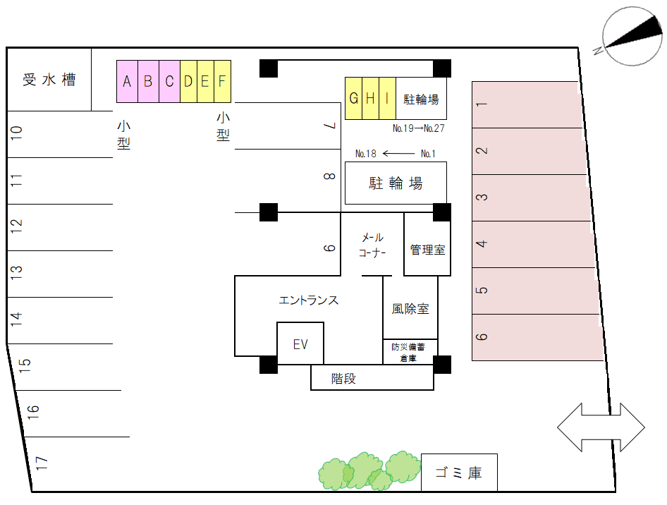 R-ⅦCourt 月極駐車場の駐車配置図