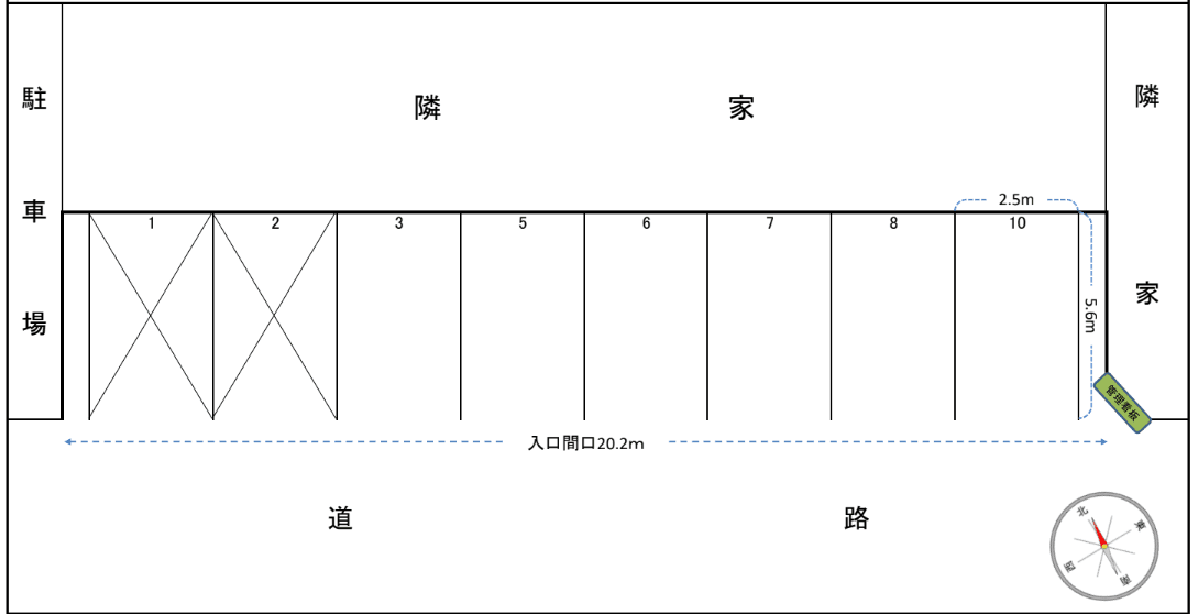 野口駐車場の駐車配置図
