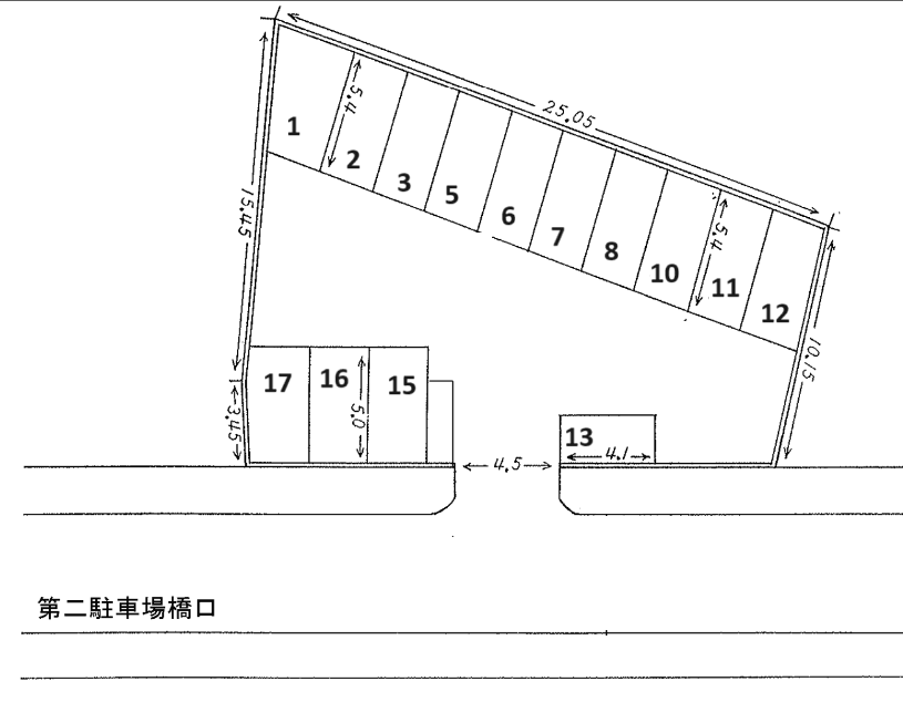 第2駐車場 橋口の駐車配置図