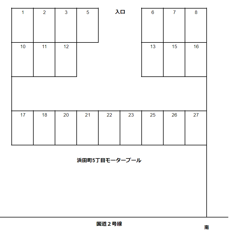 浜田5丁目モータープールの駐車配置図