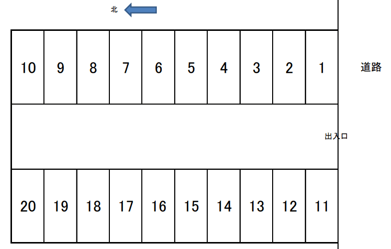 西那加パーキングの駐車配置図