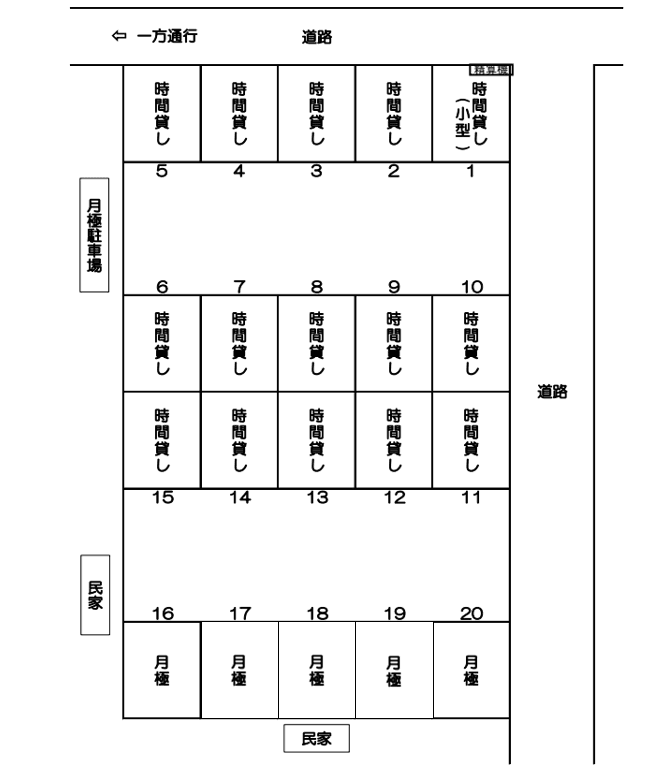 パーキングスペース西堀通１１番町駐車場の駐車配置図