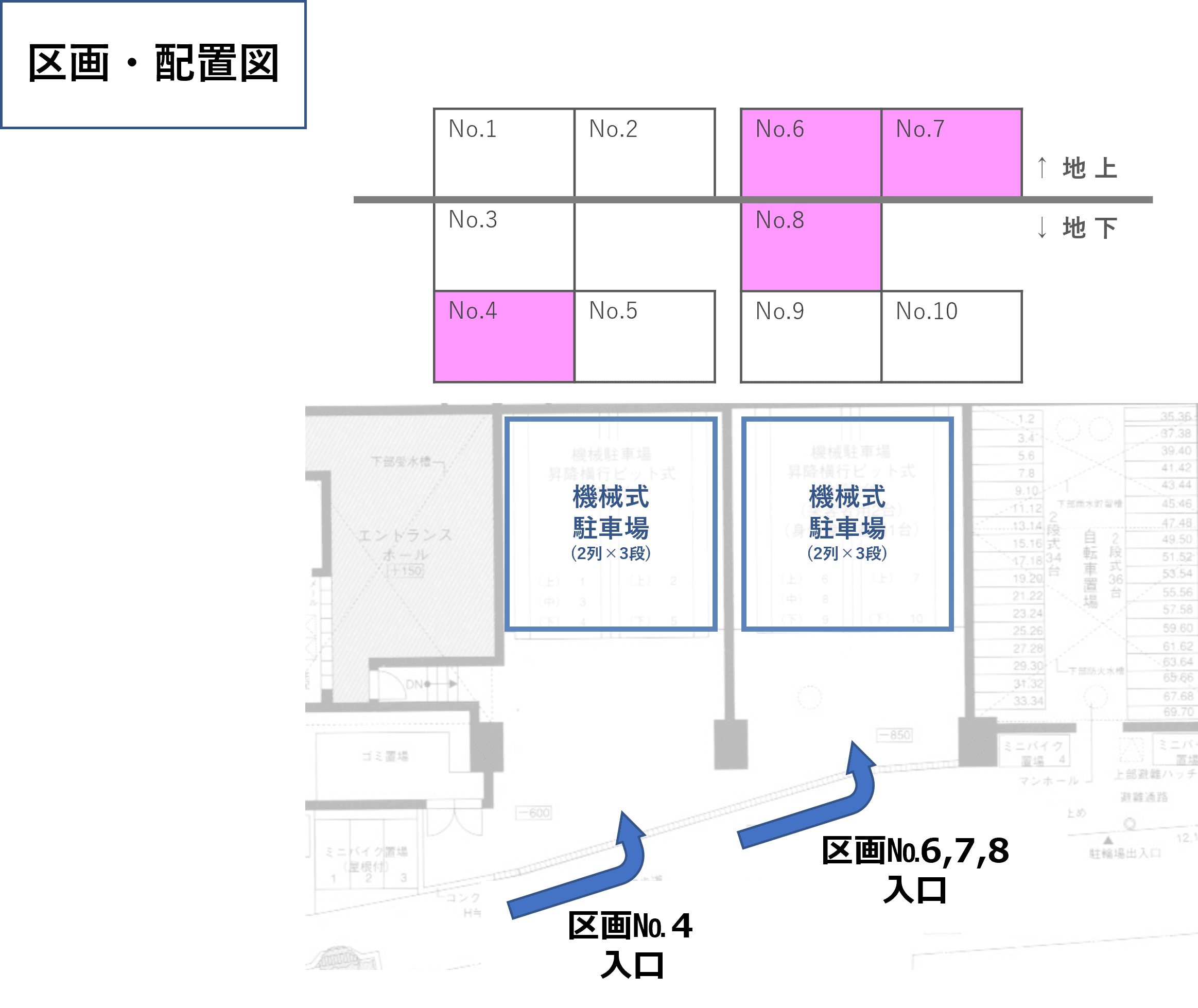 仲宿駐車場の駐車配置図