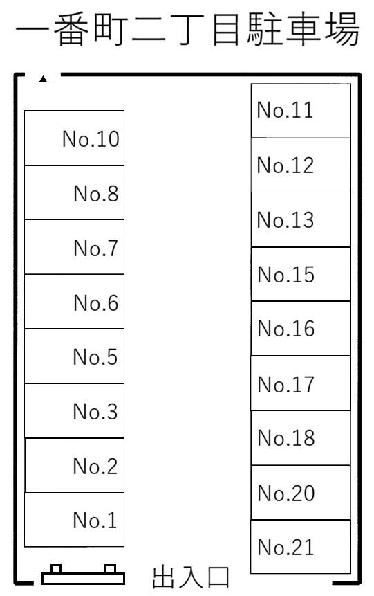 一番町二丁目駐車場の駐車配置図