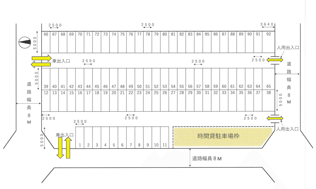 ひまわりモータープールの駐車配置図