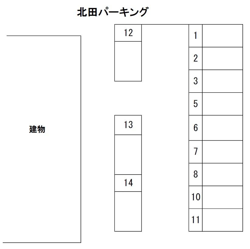 北田パーキングの駐車配置図
