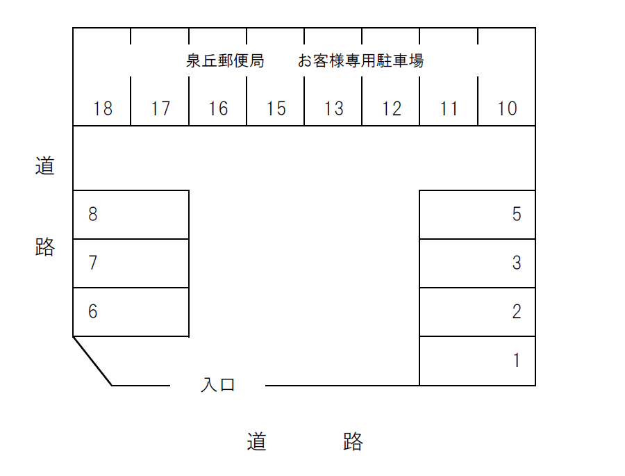 T.Y泉丘パーキングの駐車配置図