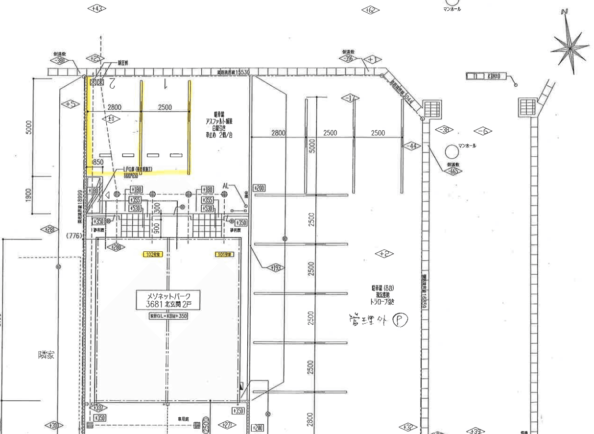 メゾン高銀の駐車配置図
