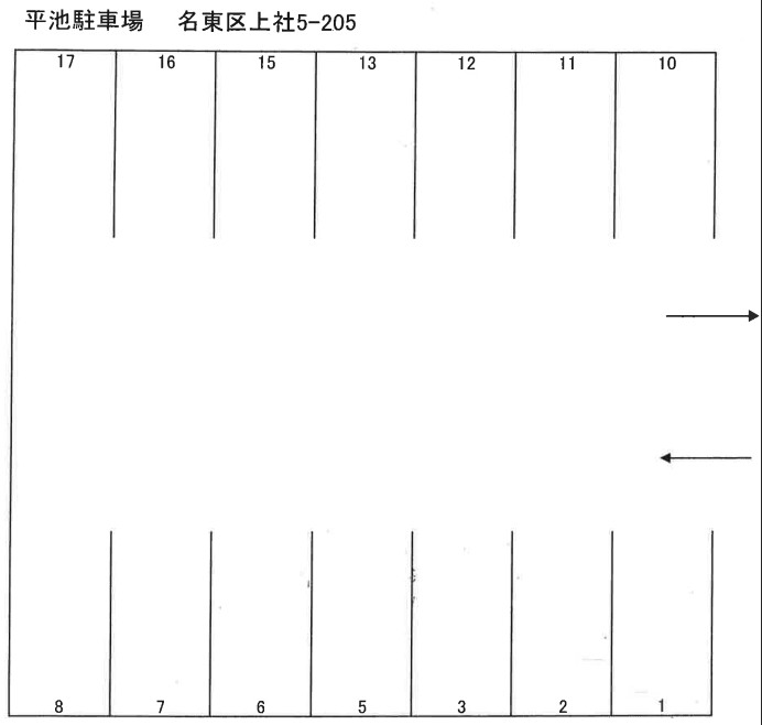 平池（上社五丁目）駐車場の駐車配置図