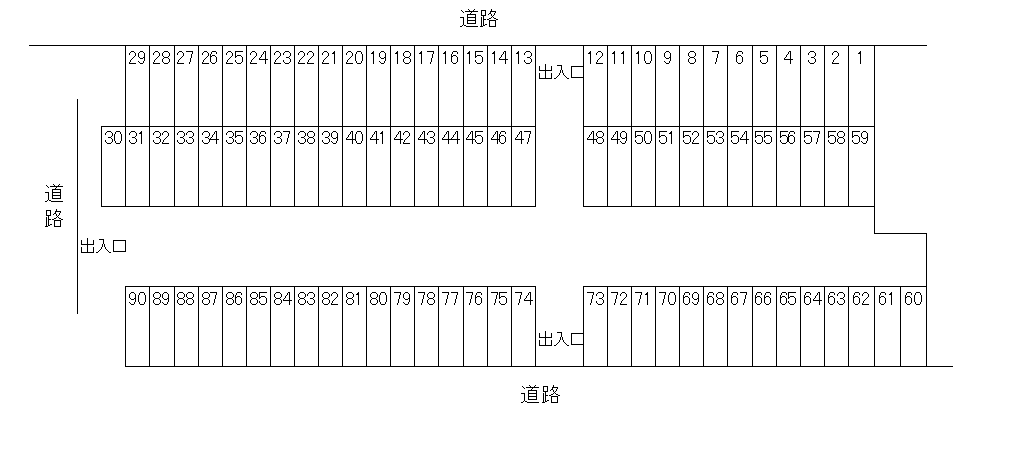 黒川第２駐車場の駐車配置図