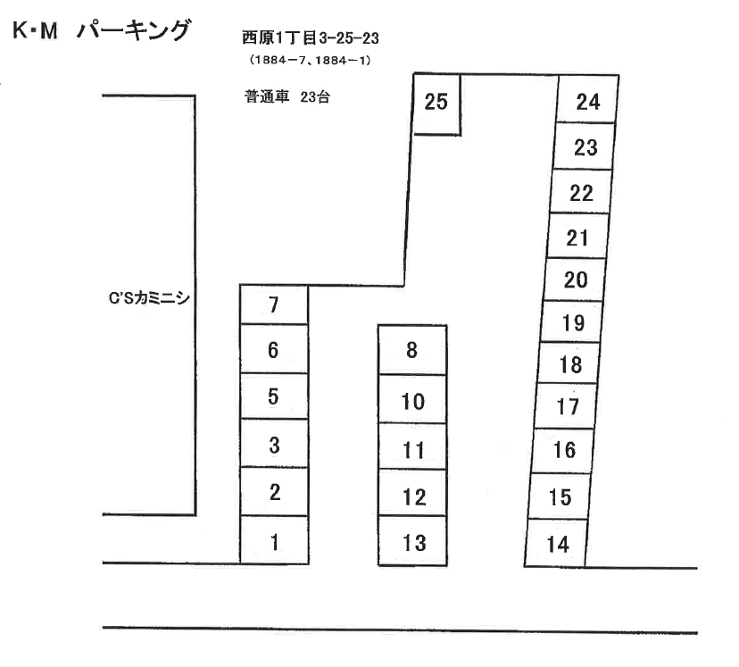 K・Mパーキングの駐車配置図