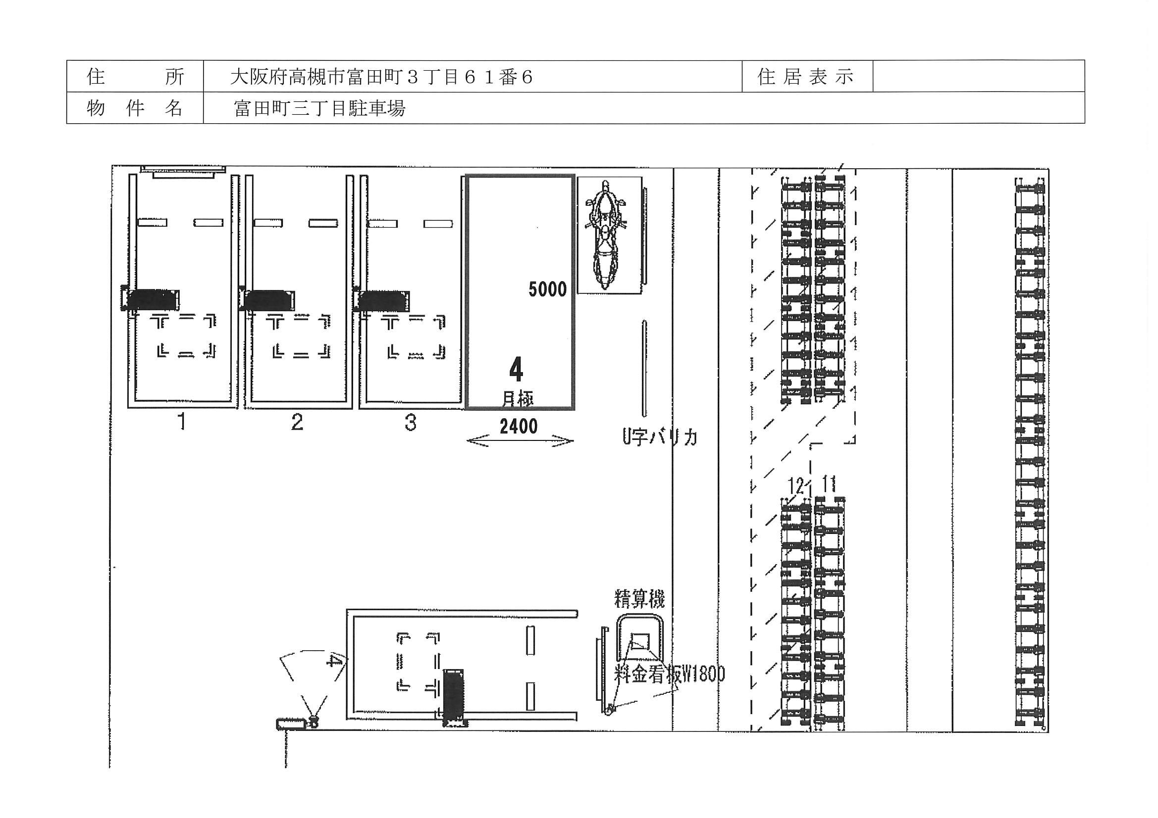 阪急富田駅前駐車場の駐車配置図