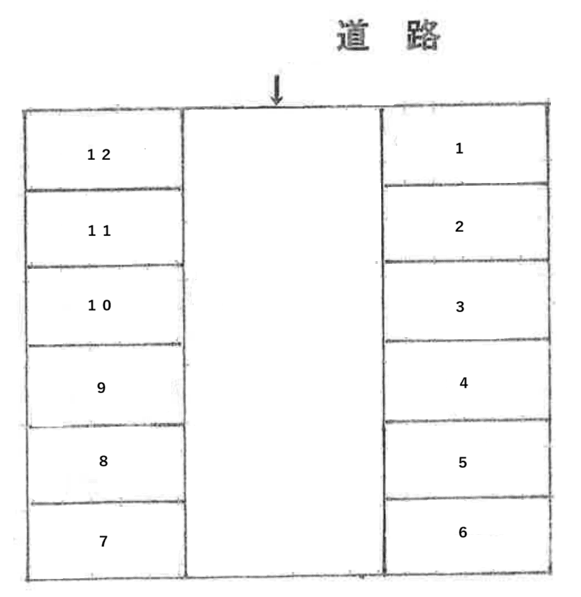 62.マイハウスパティオⅣ裏月極ガレージの駐車配置図