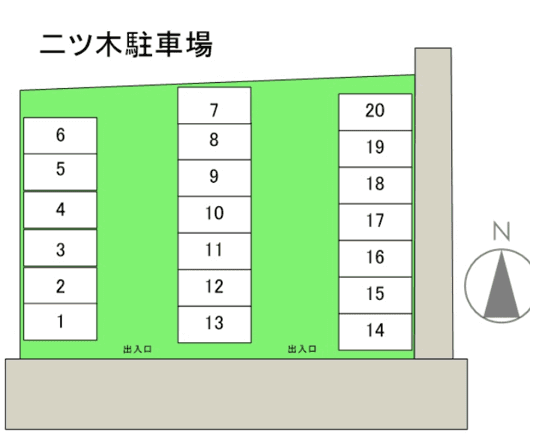 二ツ木駐車場の駐車配置図