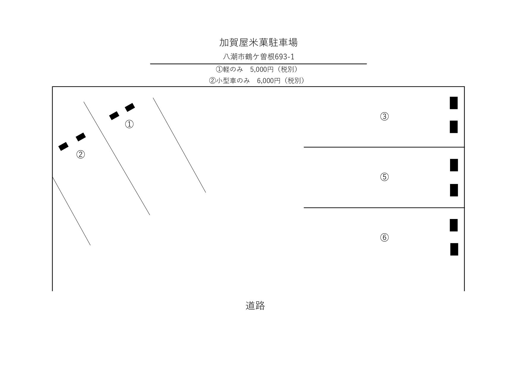 加賀屋米菓駐車場の駐車配置図