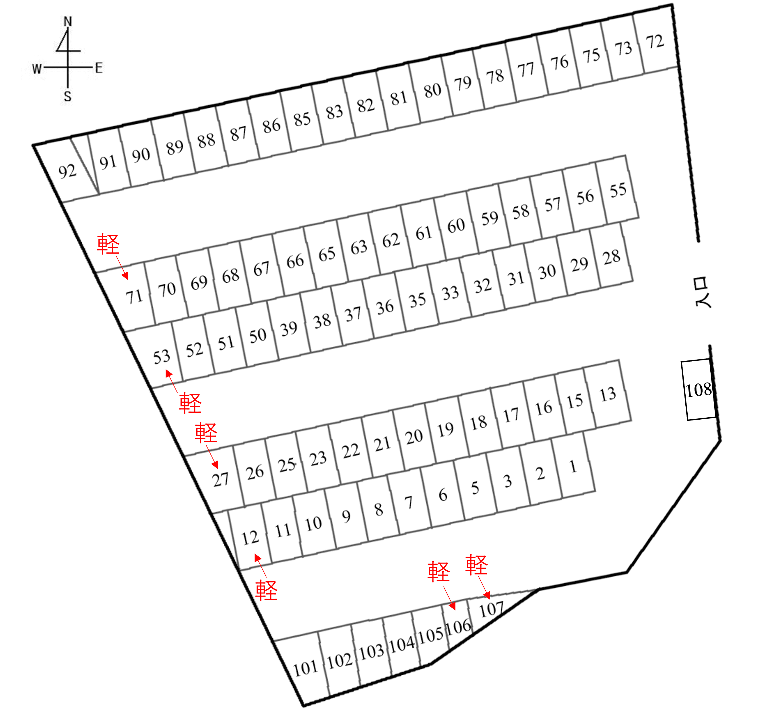 山正駐車場（お得キャンペーン中）の駐車配置図