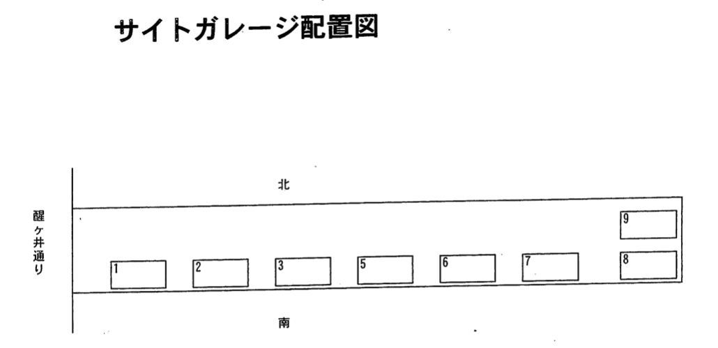 サイトガレージの駐車配置図