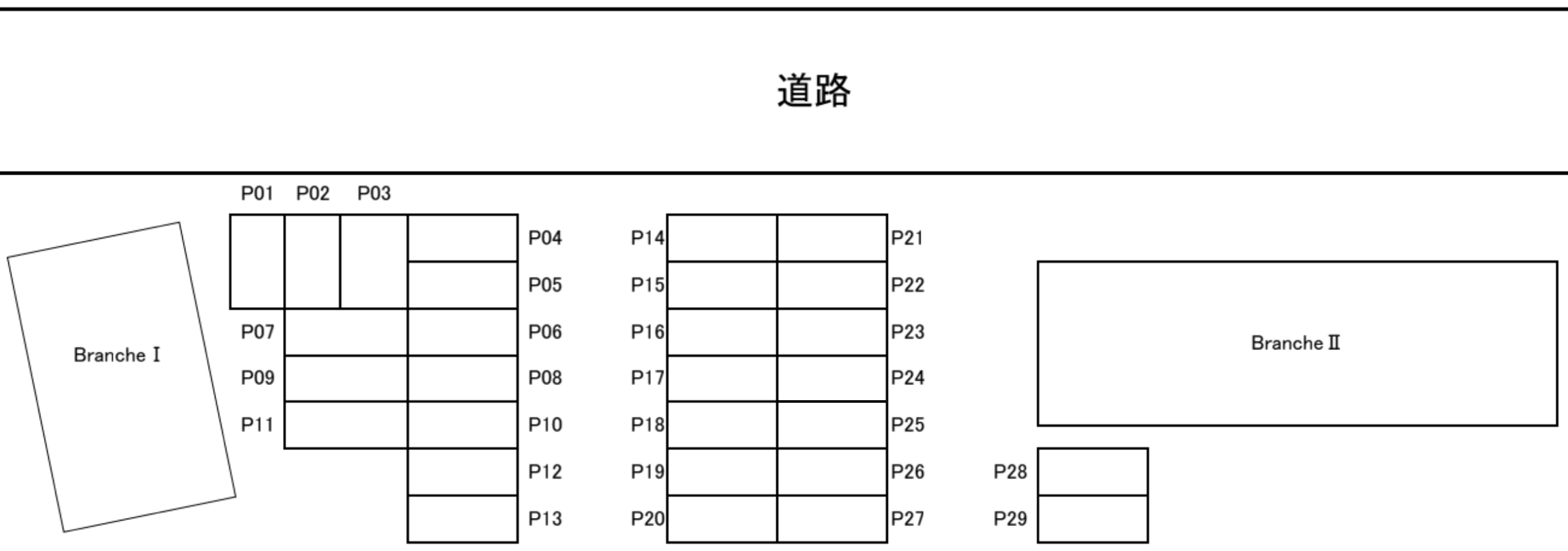 Branche Ⅰ・Ⅱの駐車配置図