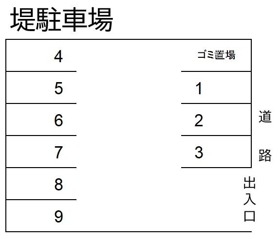 堤駐車場の駐車配置図