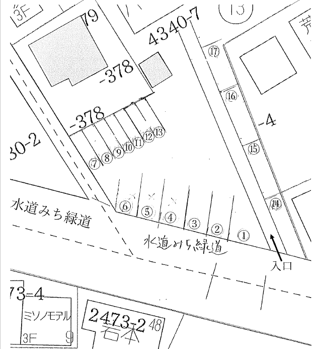 双葉　第１駐車場の駐車配置図