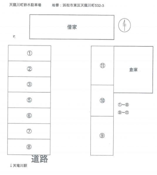 天龍川町鈴木駐車場の駐車配置図