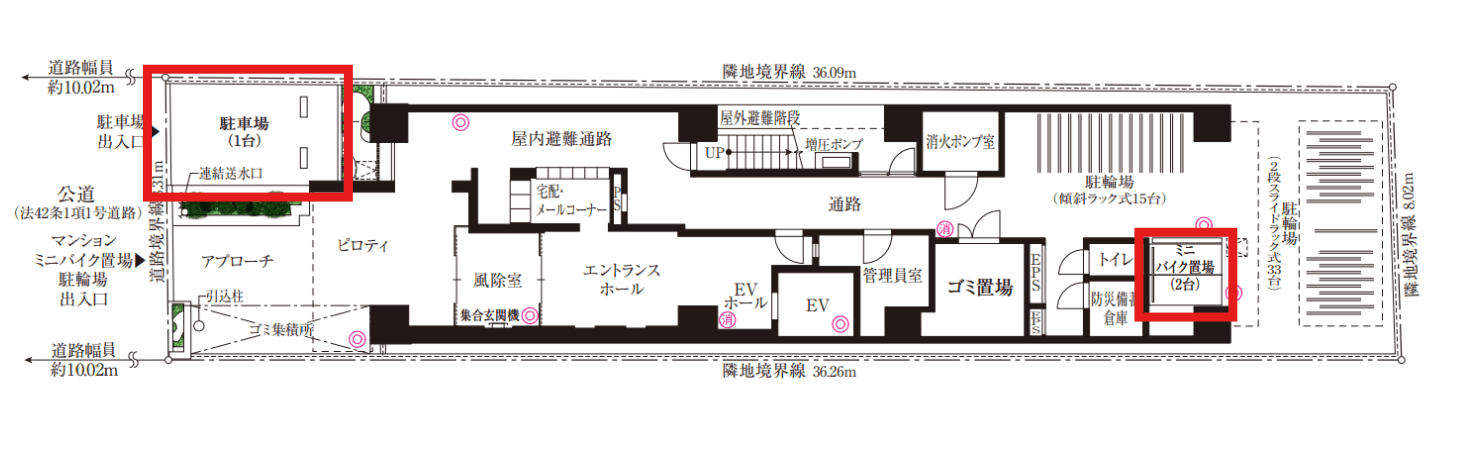 リヴシティ泉の駐車配置図