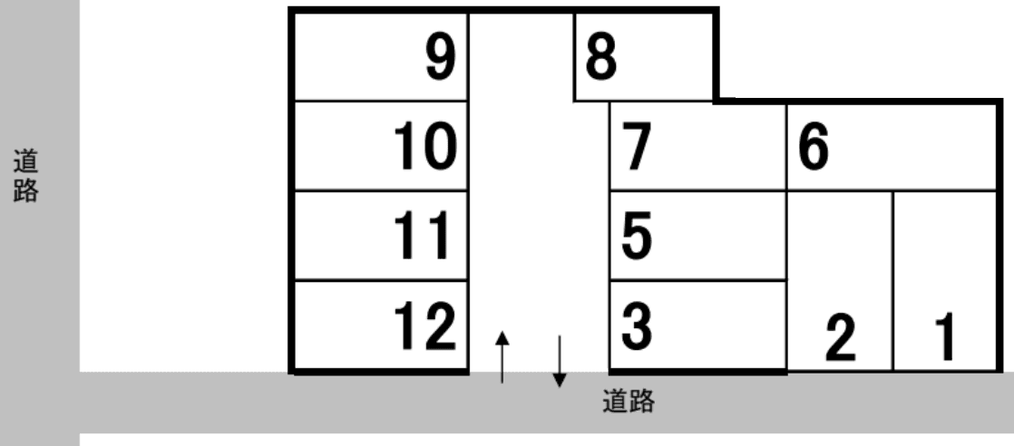 高柳二丁目ガレージ東の駐車配置図