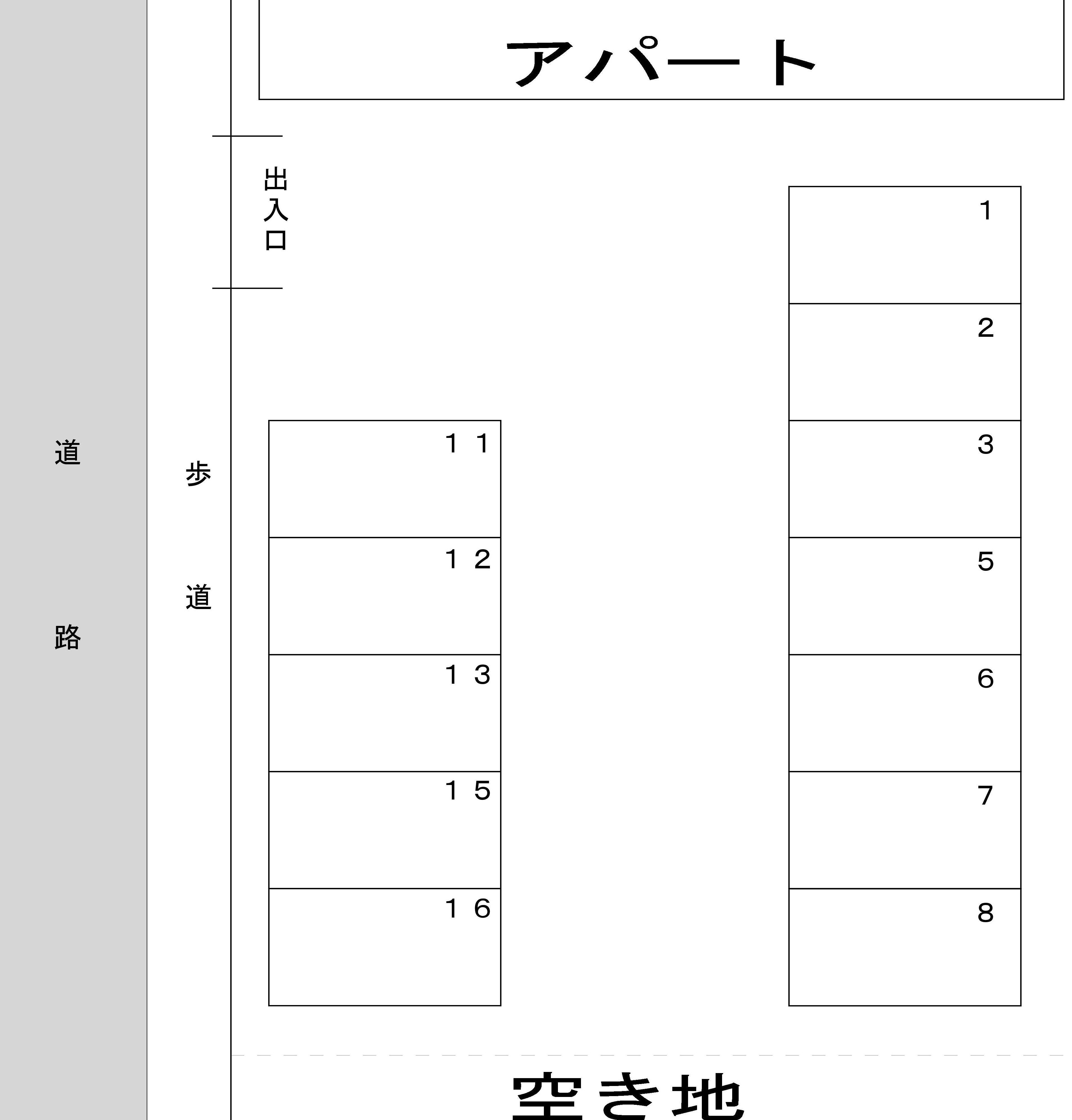 池沢第四駐車場の駐車配置図