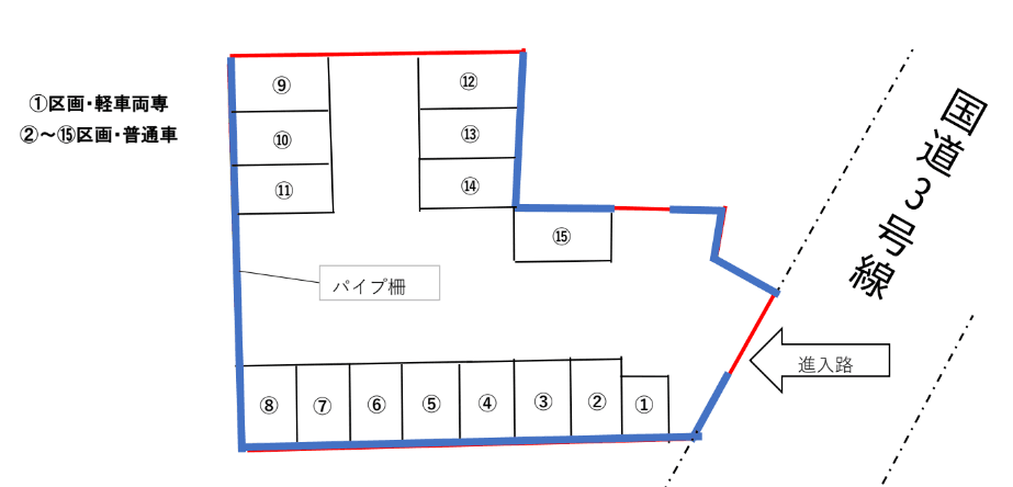 本山町月極駐車場の駐車配置図