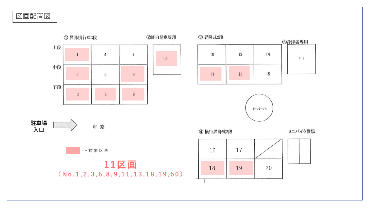 平井六丁目５２番駐車場の駐車配置図