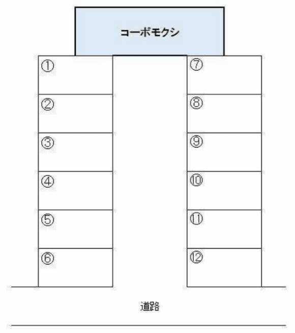コーポモクシ駐車場の駐車配置図