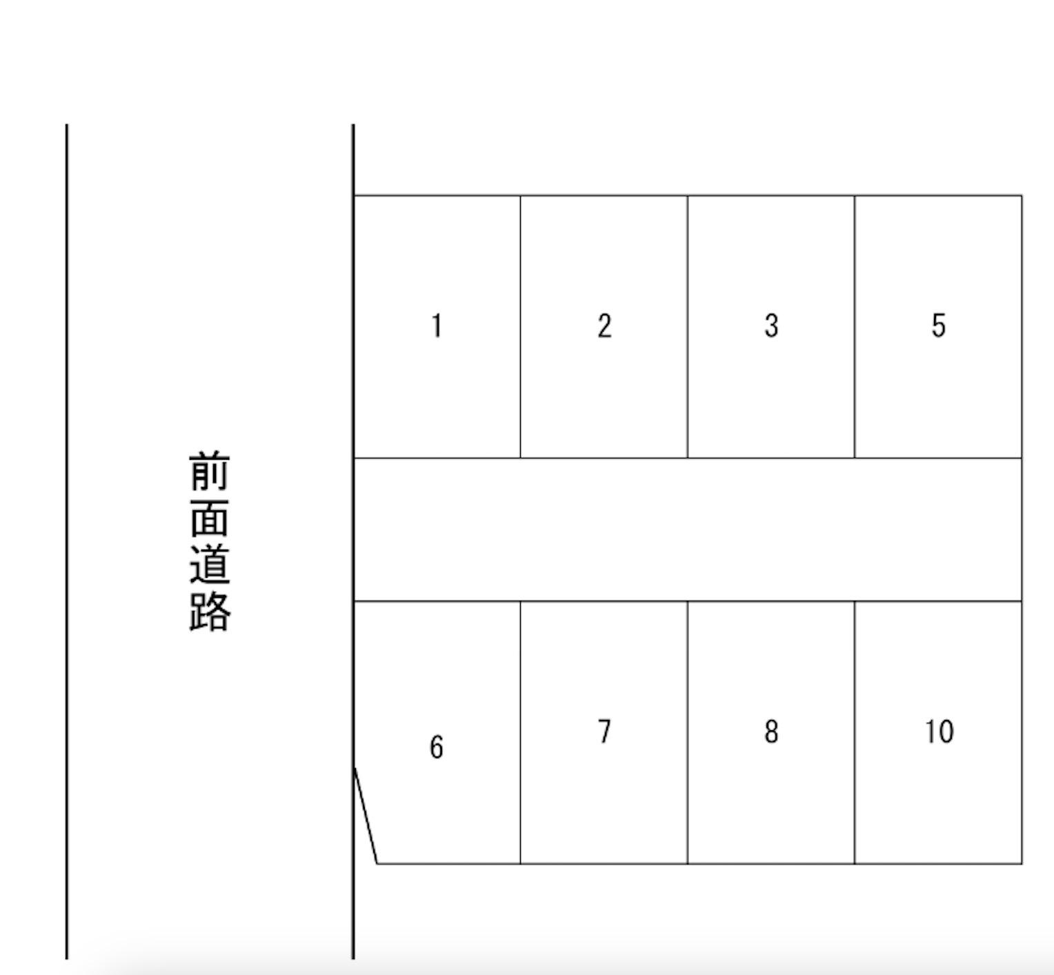 八幡東３丁目ガレージの駐車配置図