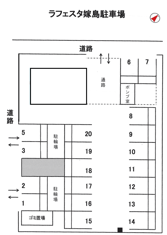 ラフェスタ嫁島の駐車配置図